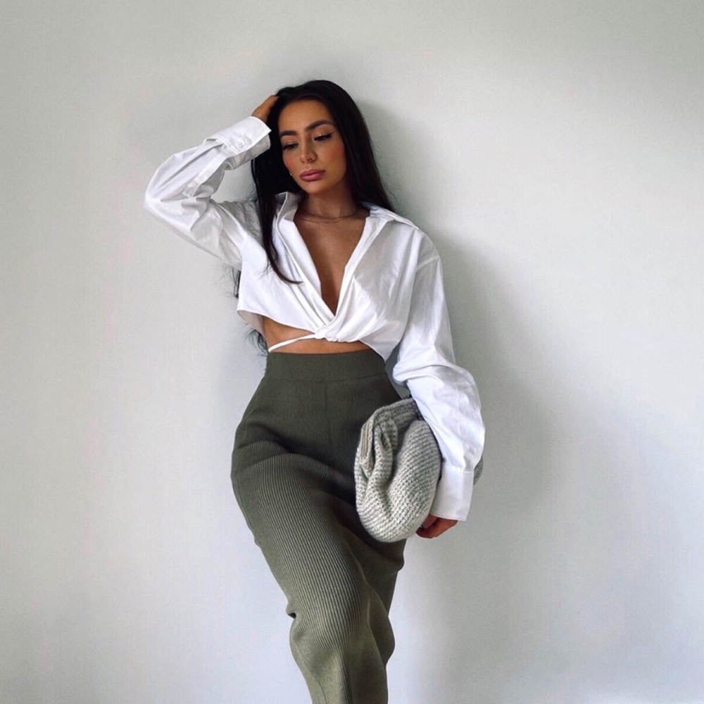 Zara  Olive Green Knit Skirt